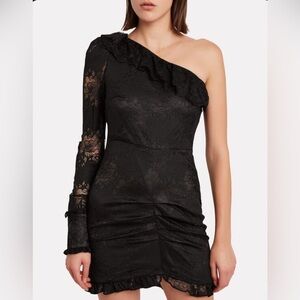 ALEXIS Ilana Lace One-Shoulder Black Dress